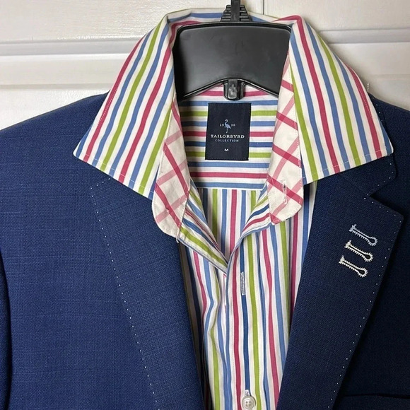 - Tailorbyrd striped cotton shirt ,sz Med.Multi color,colorful,multimedia,2 tone - Picture 14 of 14